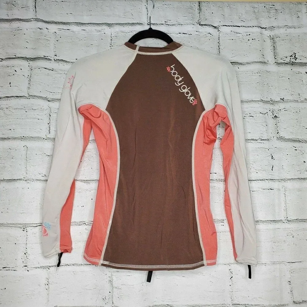 Body Glove Youth Medium Long Sleeve Rash Guard UV Protection Swimwear white pink